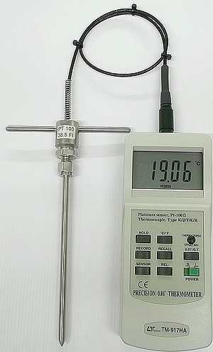 4-Wire PT100 Probe, 6mm X 150mm Spike T handle with PTFE Lead